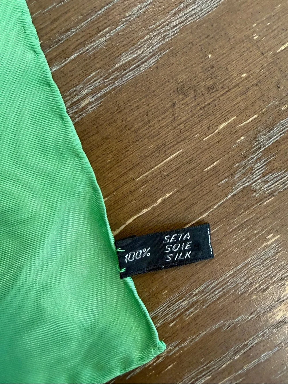 Valentino Silk Scarf Green Shell Rope Hand Rolled Made in Italy